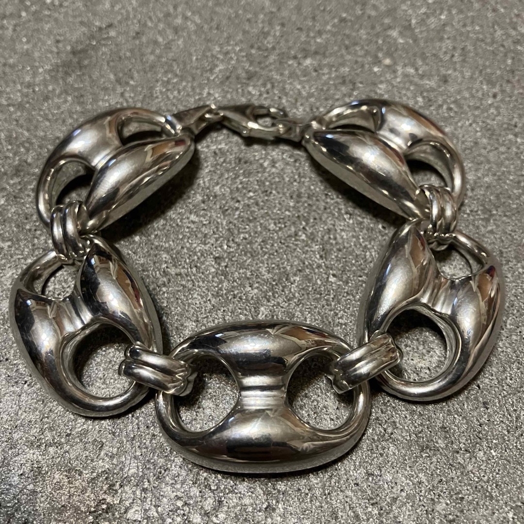 VINTAGE ヴィンテージ シルバー925豚鼻チェーンビッグブレスレット2の