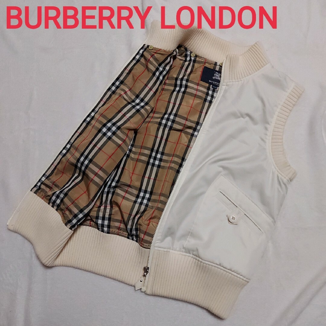 BURBERRY - 美品☆バーバリーロンドン ノバチェックダウンベスト 白 M