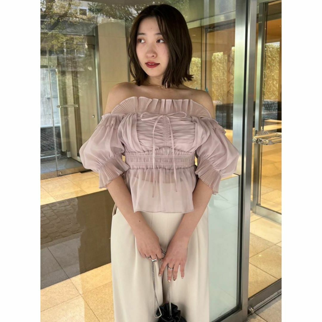 SNIDEL - 【新品】SNIDEL ギャザーフリルオフショルブラウス LPNK