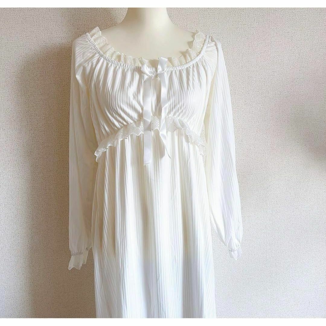 値下げ】在庫限り L パジャマ ルームウェア 上品 ネグリジェ 白 レース