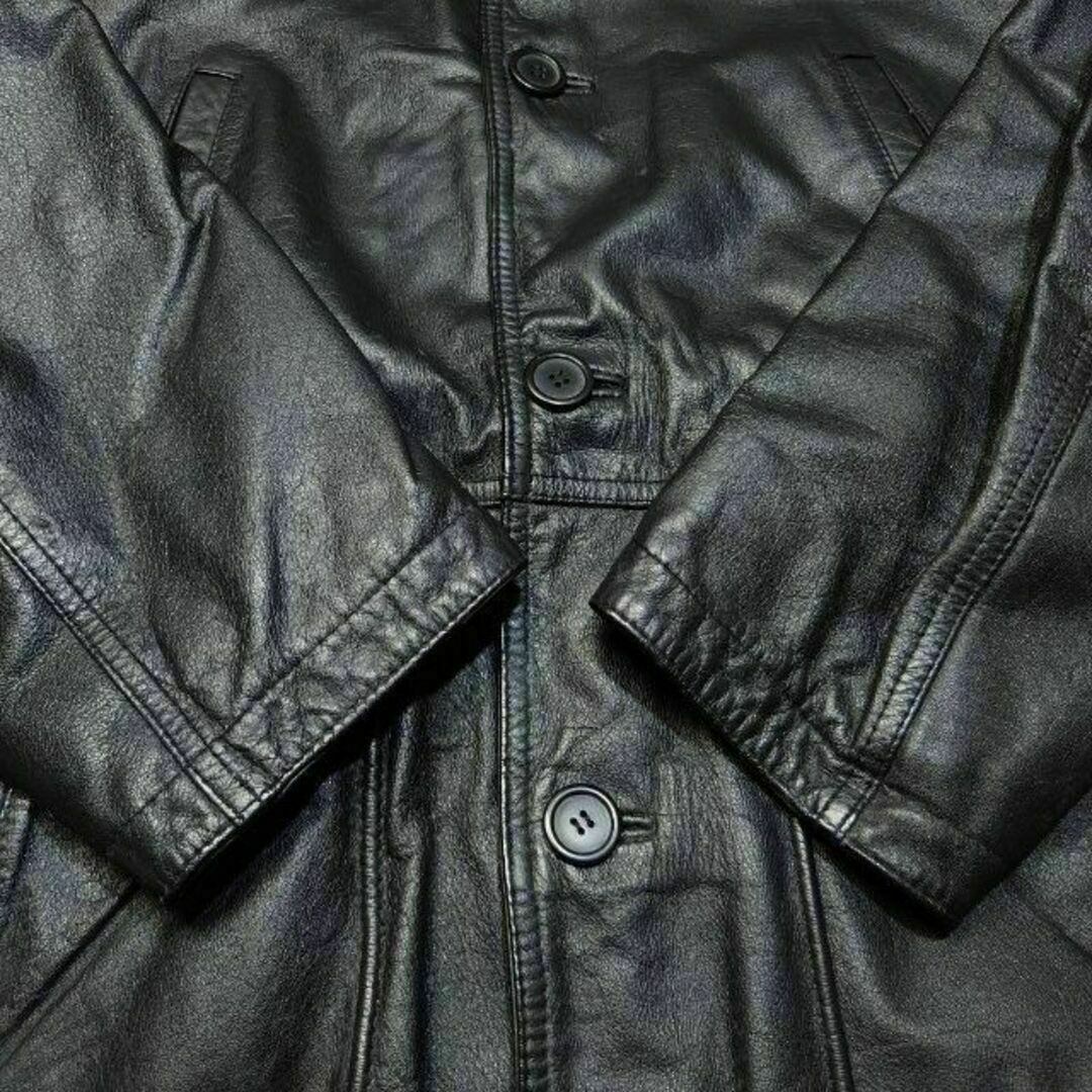 古着 レザーコート 菅田将暉 牛革 カーコート 革ジャン カウレザー 黒