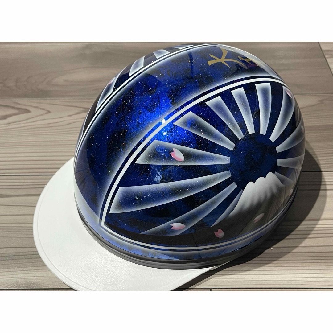 ラメ 青ラメ 富士日章 コルク半 ヘルメットの通販 by paint｜ラクマ