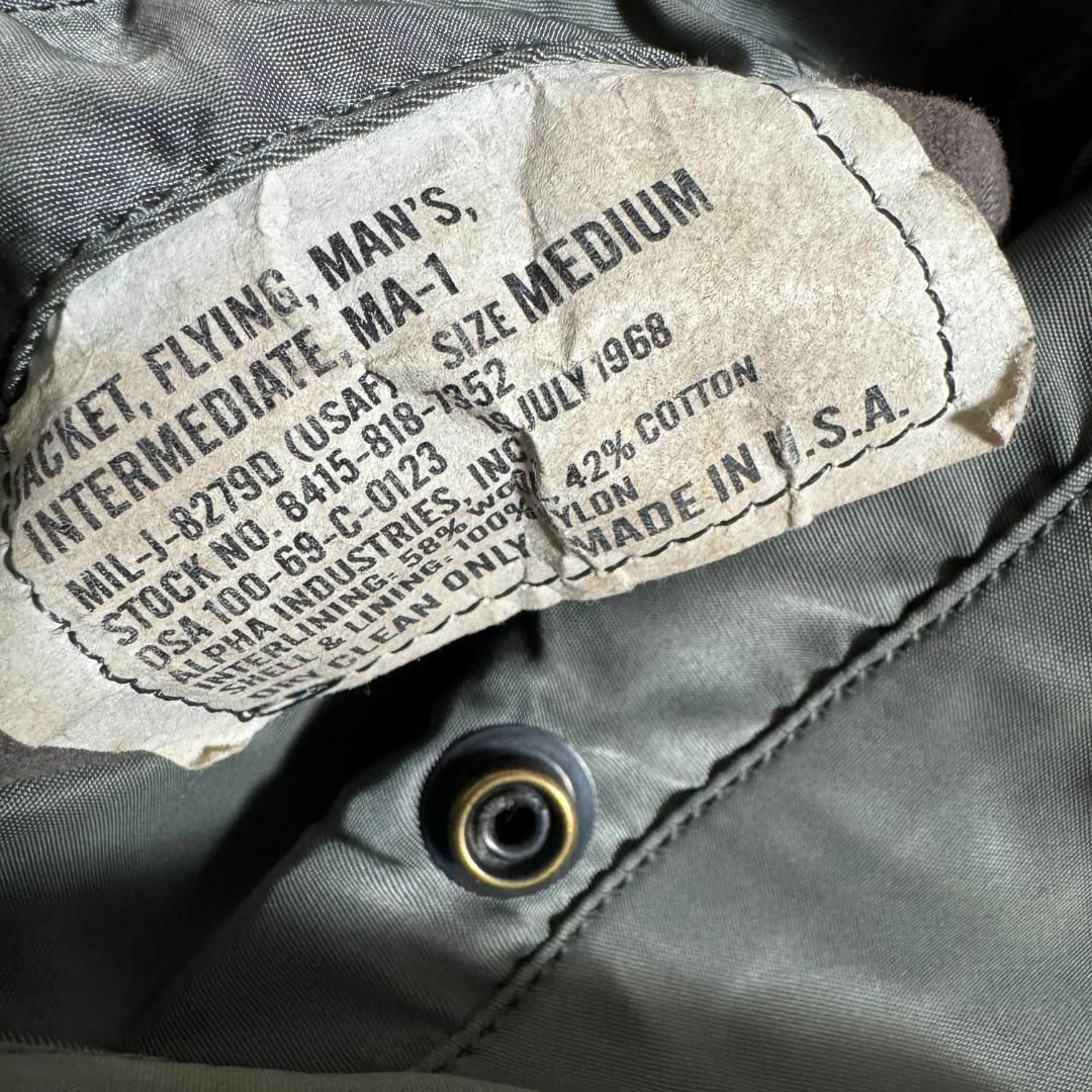 ALPHA INDUSTRIES - 希少 アルファ MA-1 68年復刻 USA製 Mサイズ