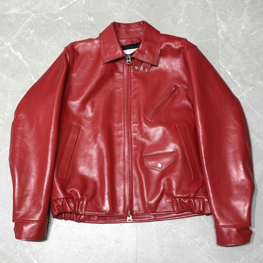 sacai - 【SACAI】25SS ZIP UP LEATHER JACKET RED 2の通販 by R