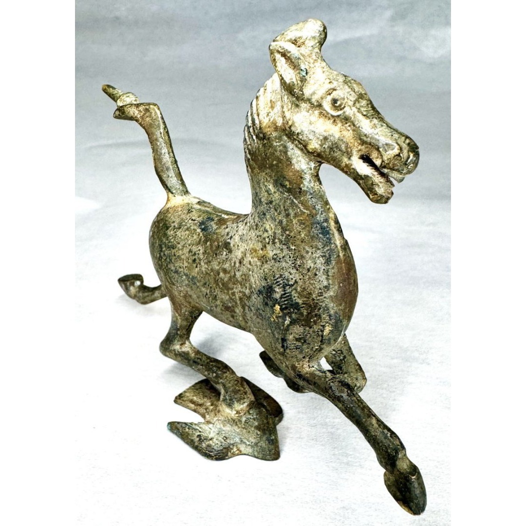 旧家うぶだし 中国清時代 銅製 戦馬の置き物※激安骨董品 N1123C11-3