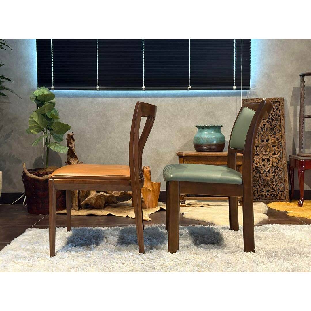 希少 飛騨産業 グリーンレザー domani ドマーニ スポークチェア nG