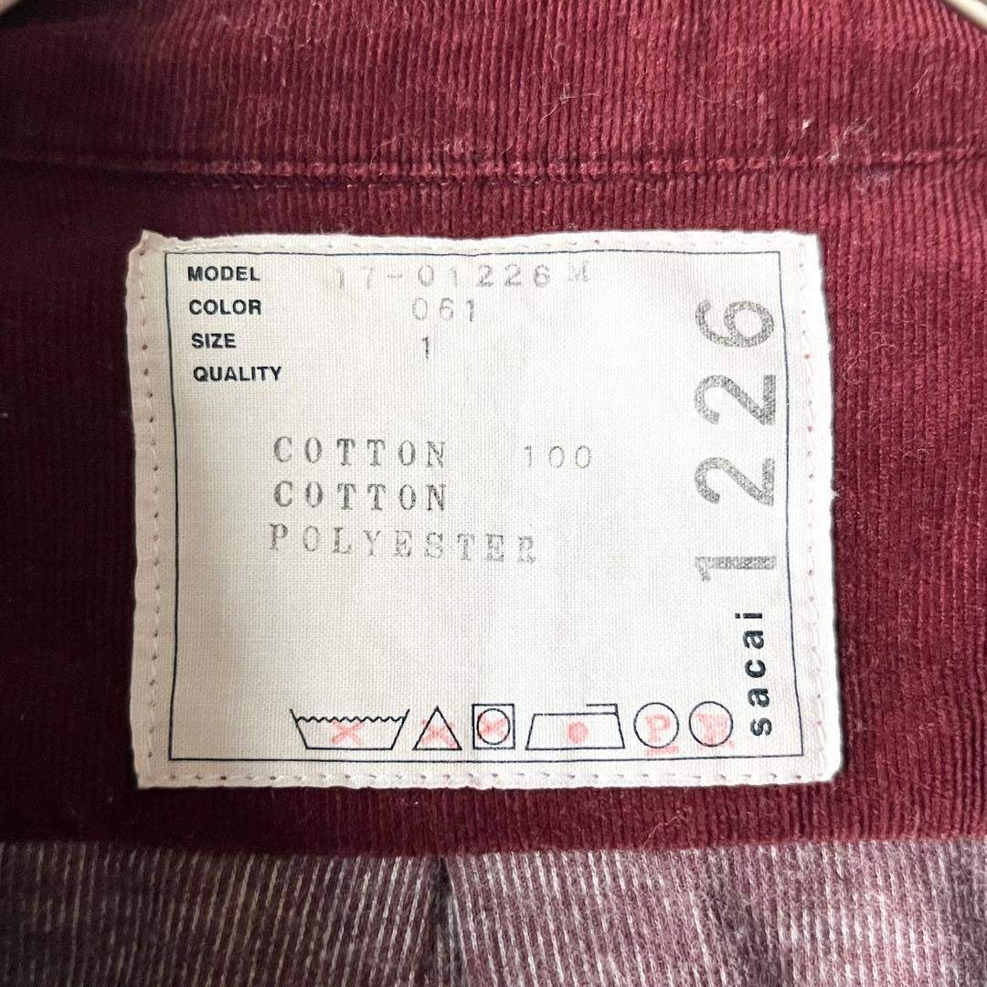 3203【美品】サカイ コーデュロイシャツ ブルゾン 総柄 民族柄 S