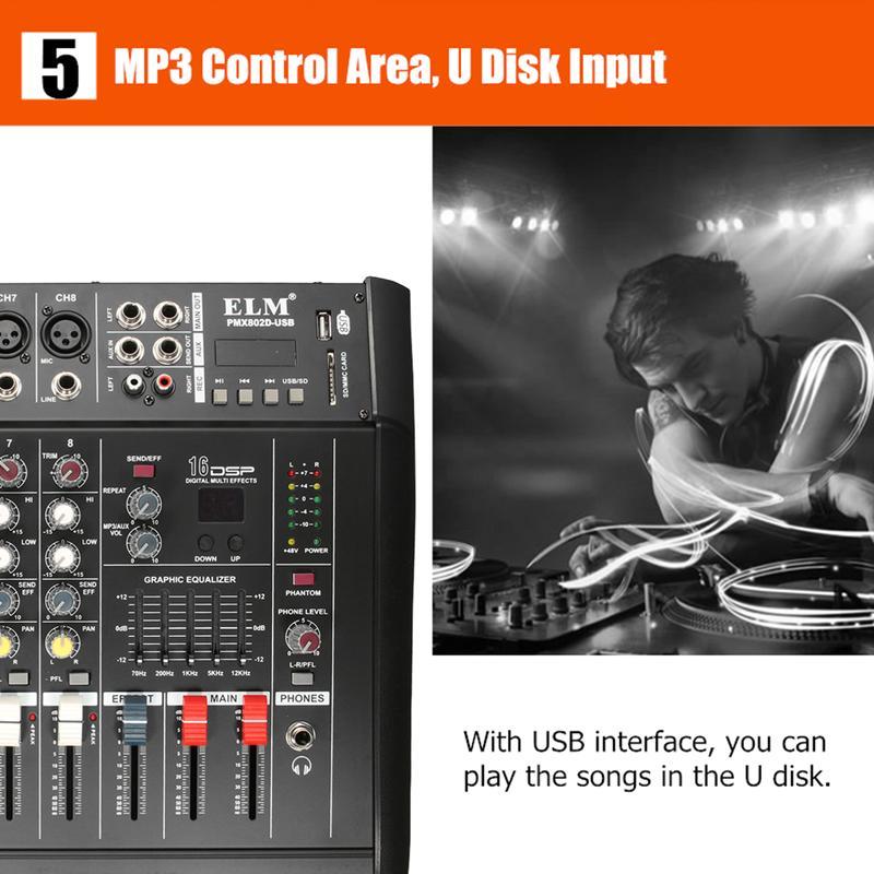 Buy ELM PMX802D-USB 8 Channel Professional Live Studio Audio