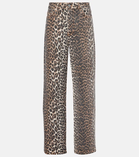 Izey leopard-print straight jeans in brown - Ganni | Mytheresa