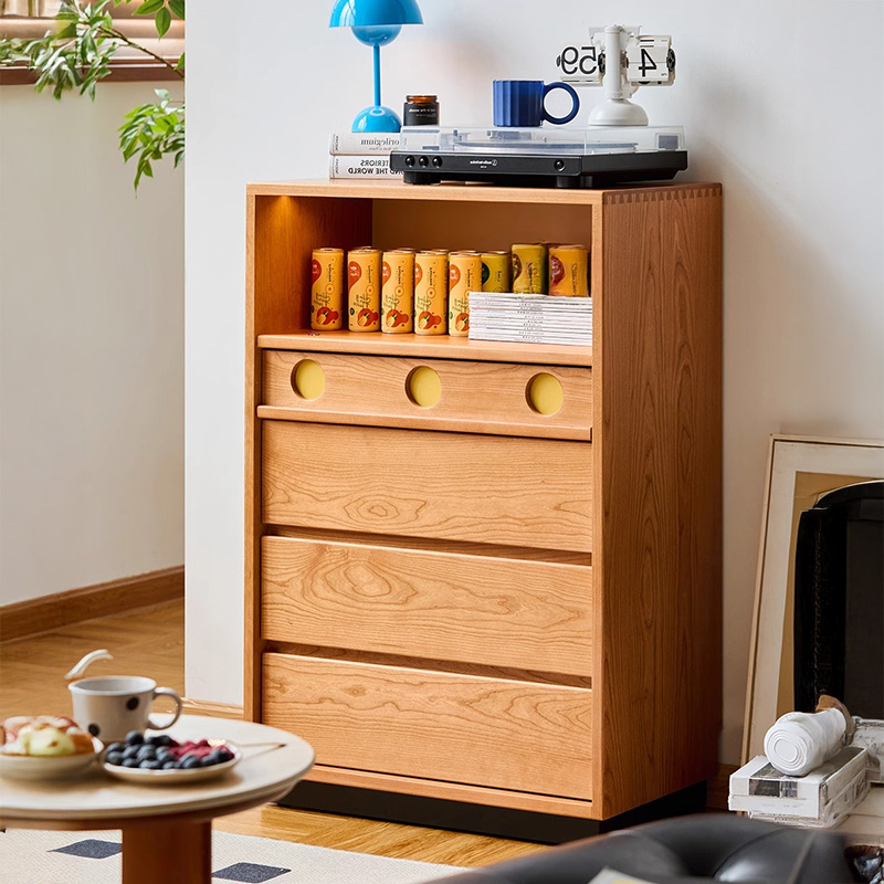 Woody Prime Cherry レトロデザイン5段キャビネット | レトロ感漂う