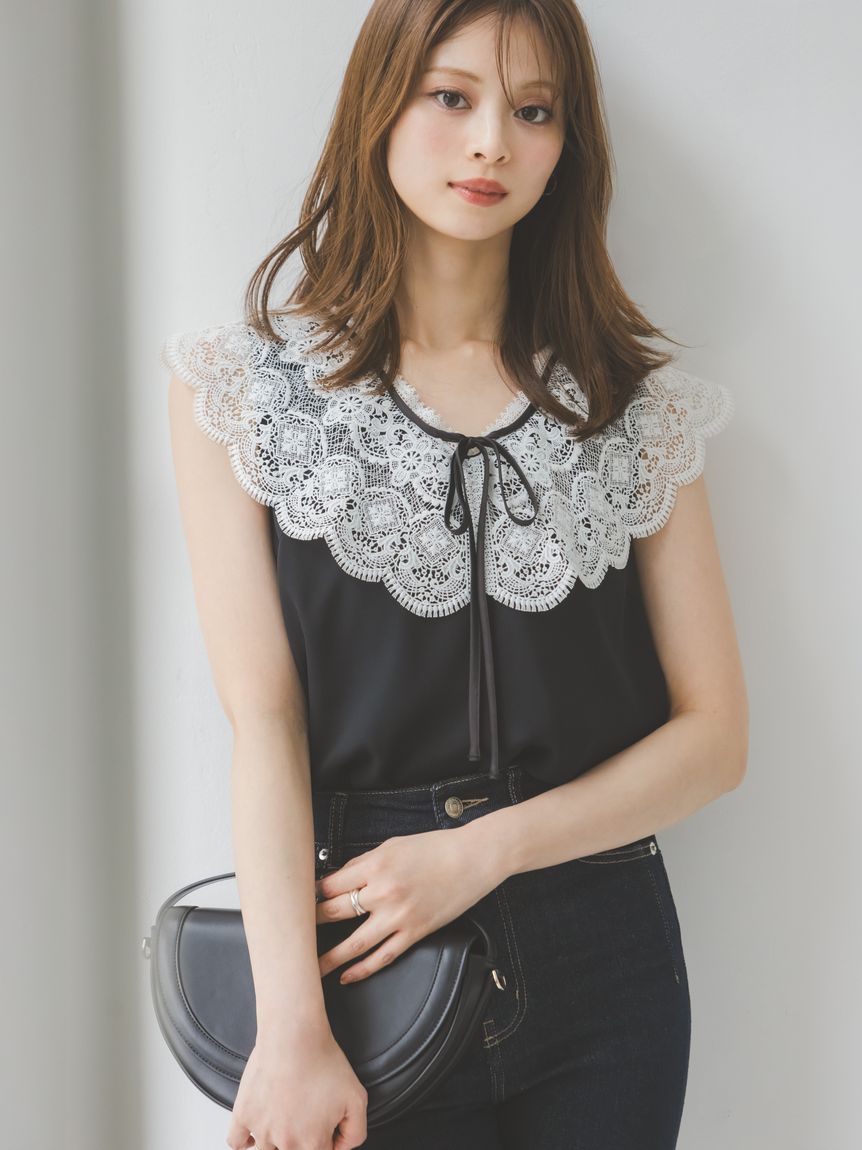 エンブロイダリーレースカラーブラウス(シャツ・ブラウス)｜トップス
