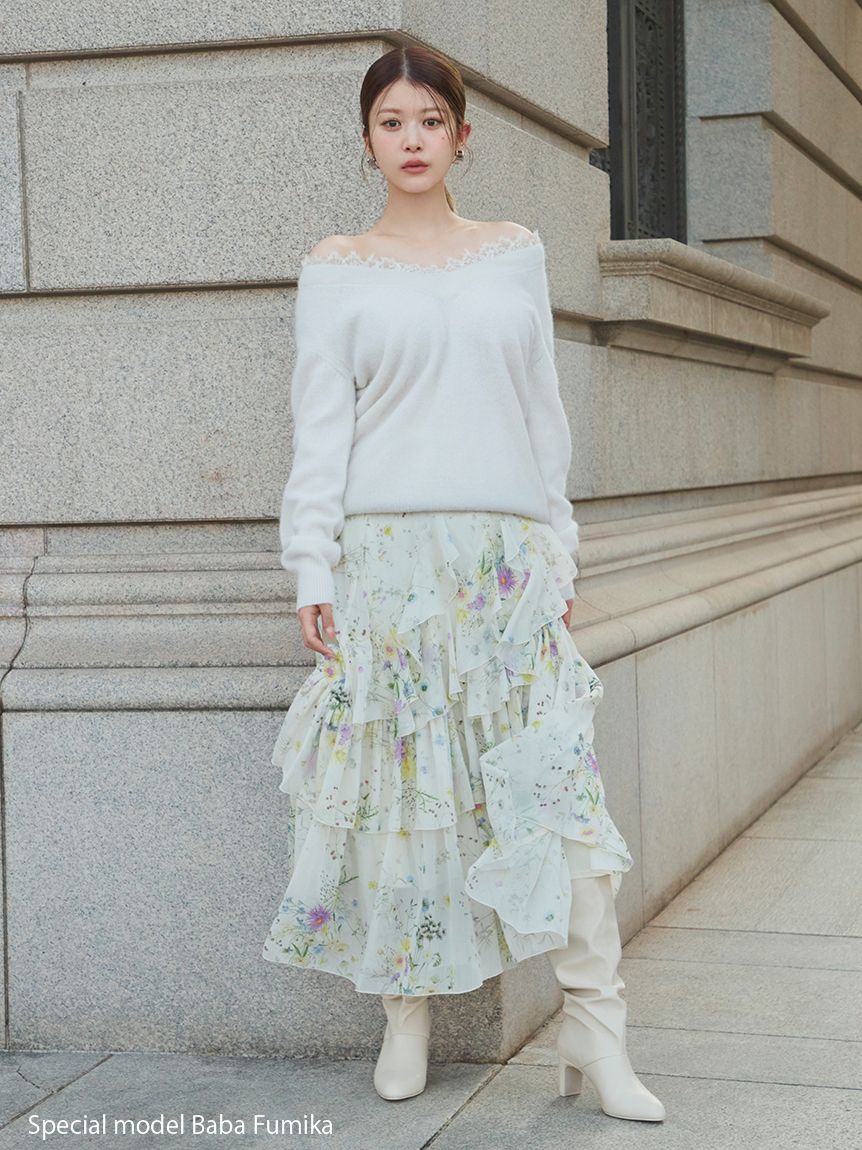 ラッフルフリルティアードスカート(ロングスカート)｜スカート｜SNIDEL