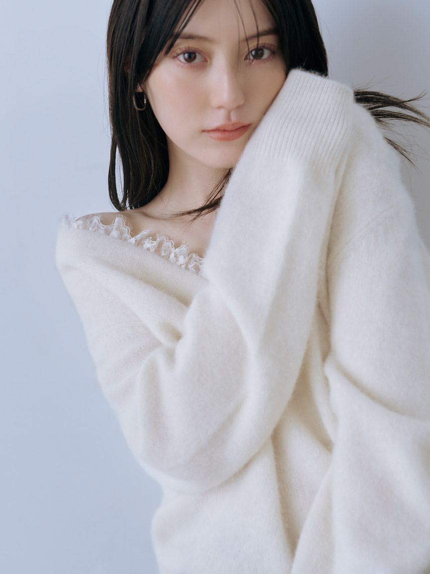 フォックス衿レースプルオーバー(ニット)｜トップス｜SNIDEL