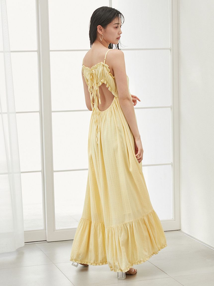 フラワーエンブロイダリーマキシワンピース(マキシ・ロングワンピース