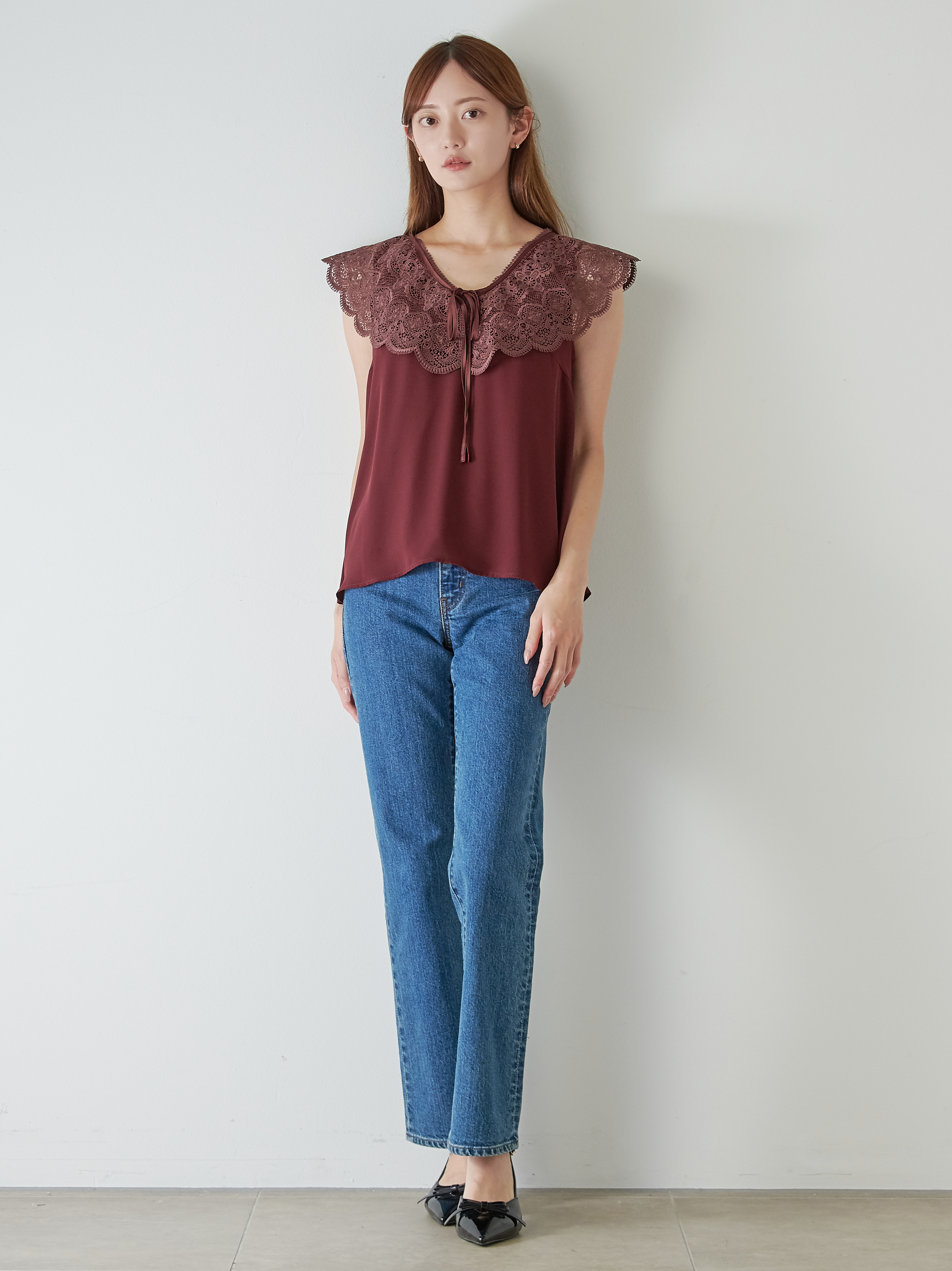 エンブロイダリーレースカラーブラウス(シャツ・ブラウス)｜トップス