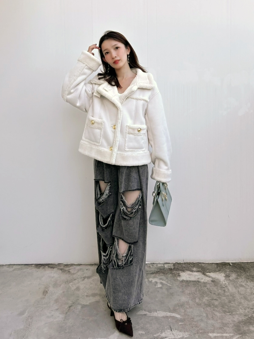 WEB限定/ボアコレクション】金ボタンバリエジャケット(ブルゾン