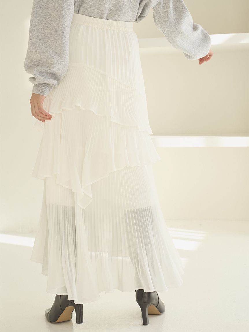 Sustainableプリーツティアードスカート(ロングスカート)｜スカート