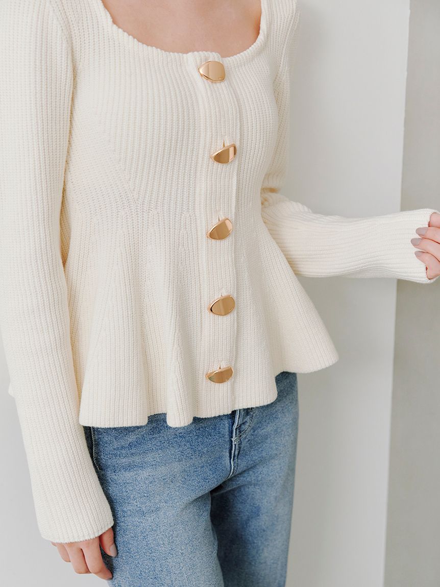 スクエアネックペプラムニットプルオーバー(ニット)｜トップス｜SNIDEL