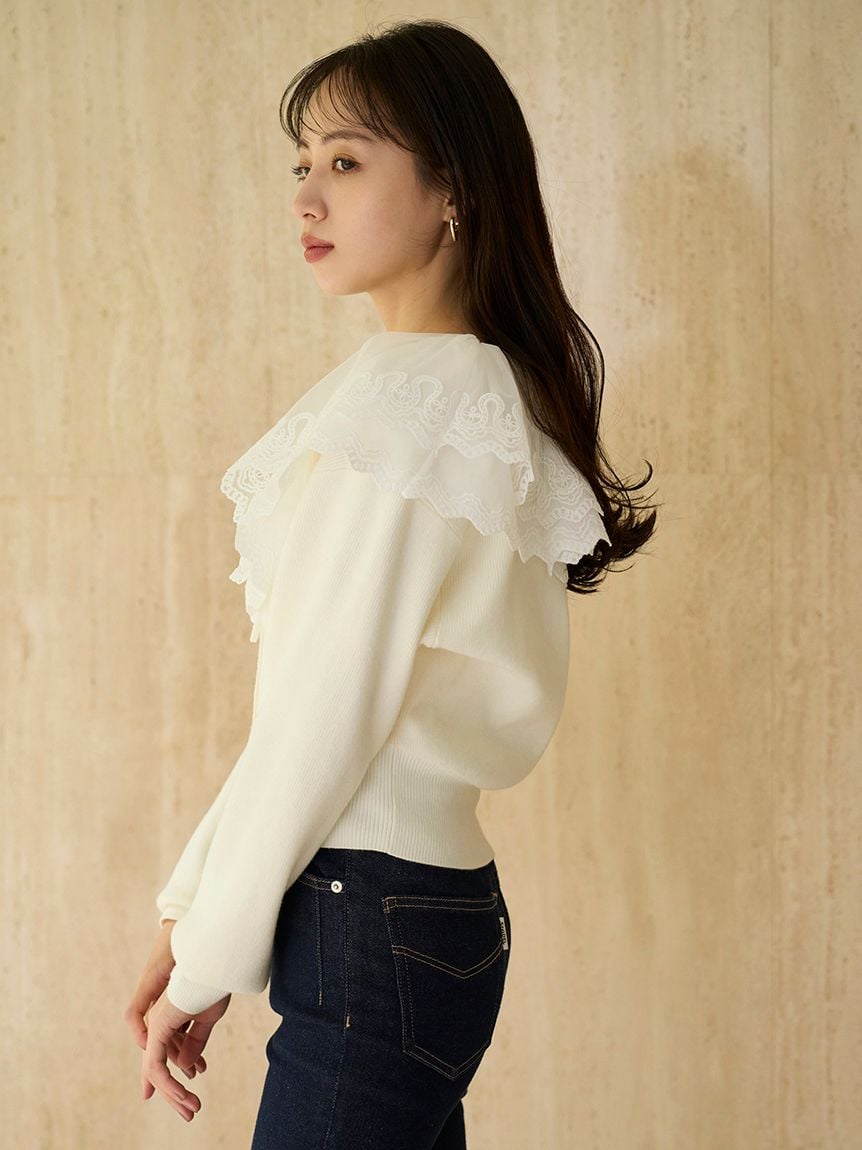 レースカラーニットプルオーバー(ニット)｜トップス｜SNIDEL