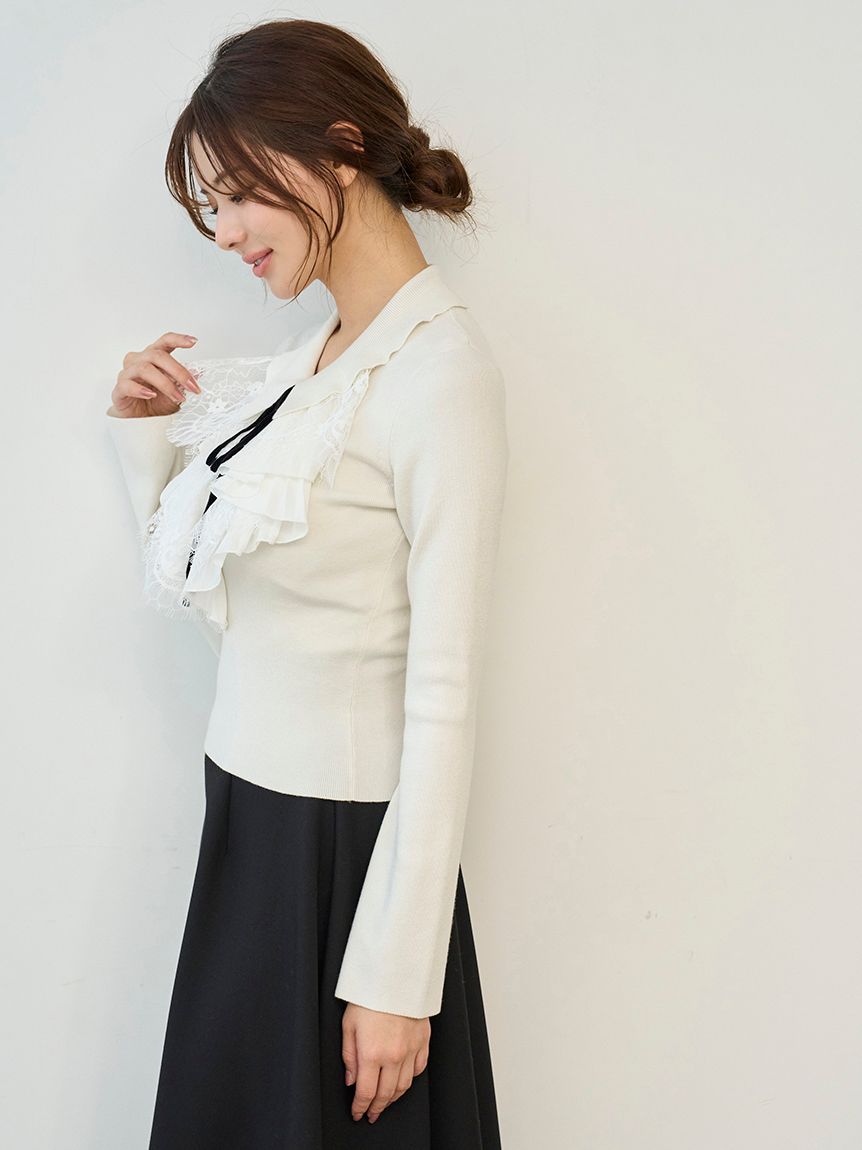 Sustainableレイヤードラッフルニットプルオーバー(ニット)｜トップス