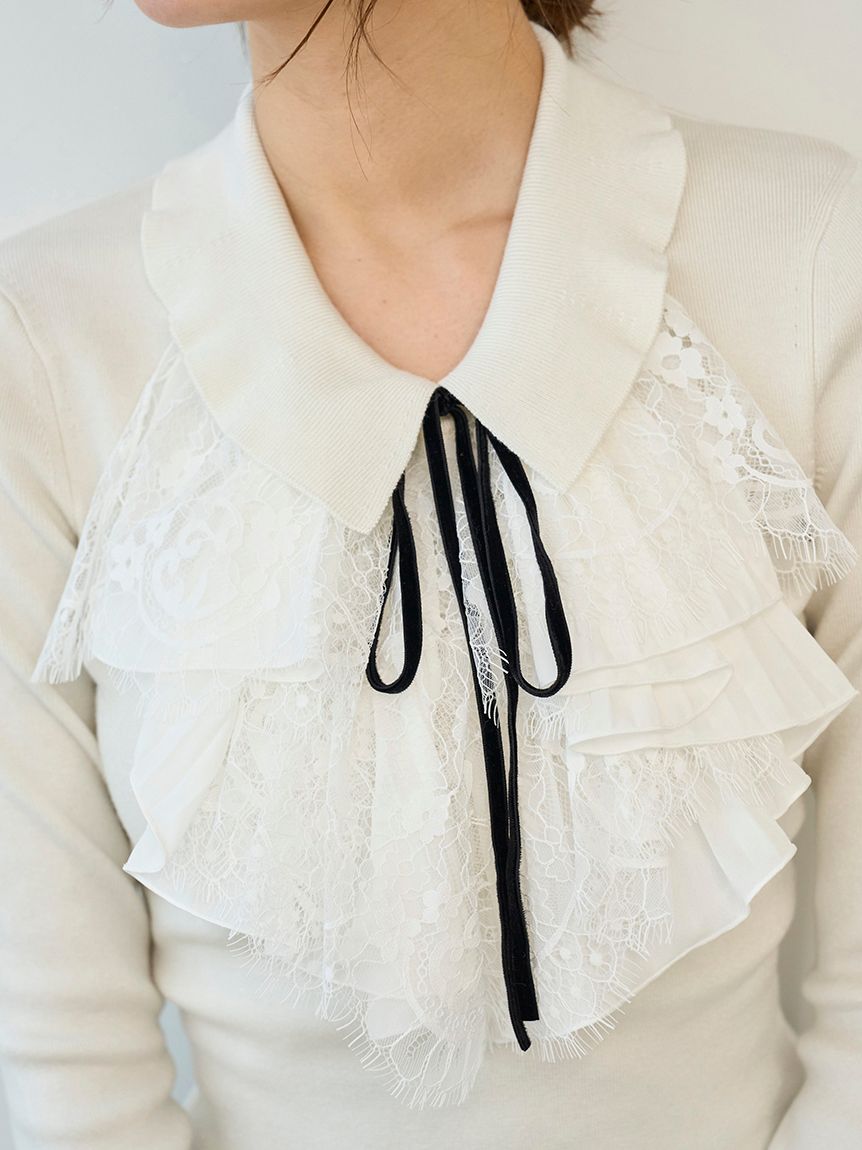 Sustainableレイヤードラッフルニットプルオーバー(ニット)｜トップス