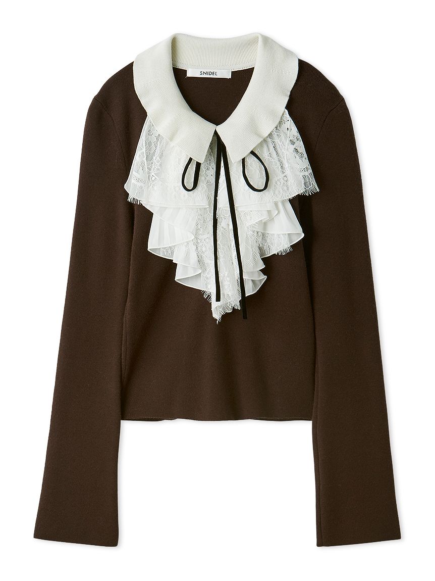 Sustainableレイヤードラッフルニットプルオーバー(ニット)｜トップス