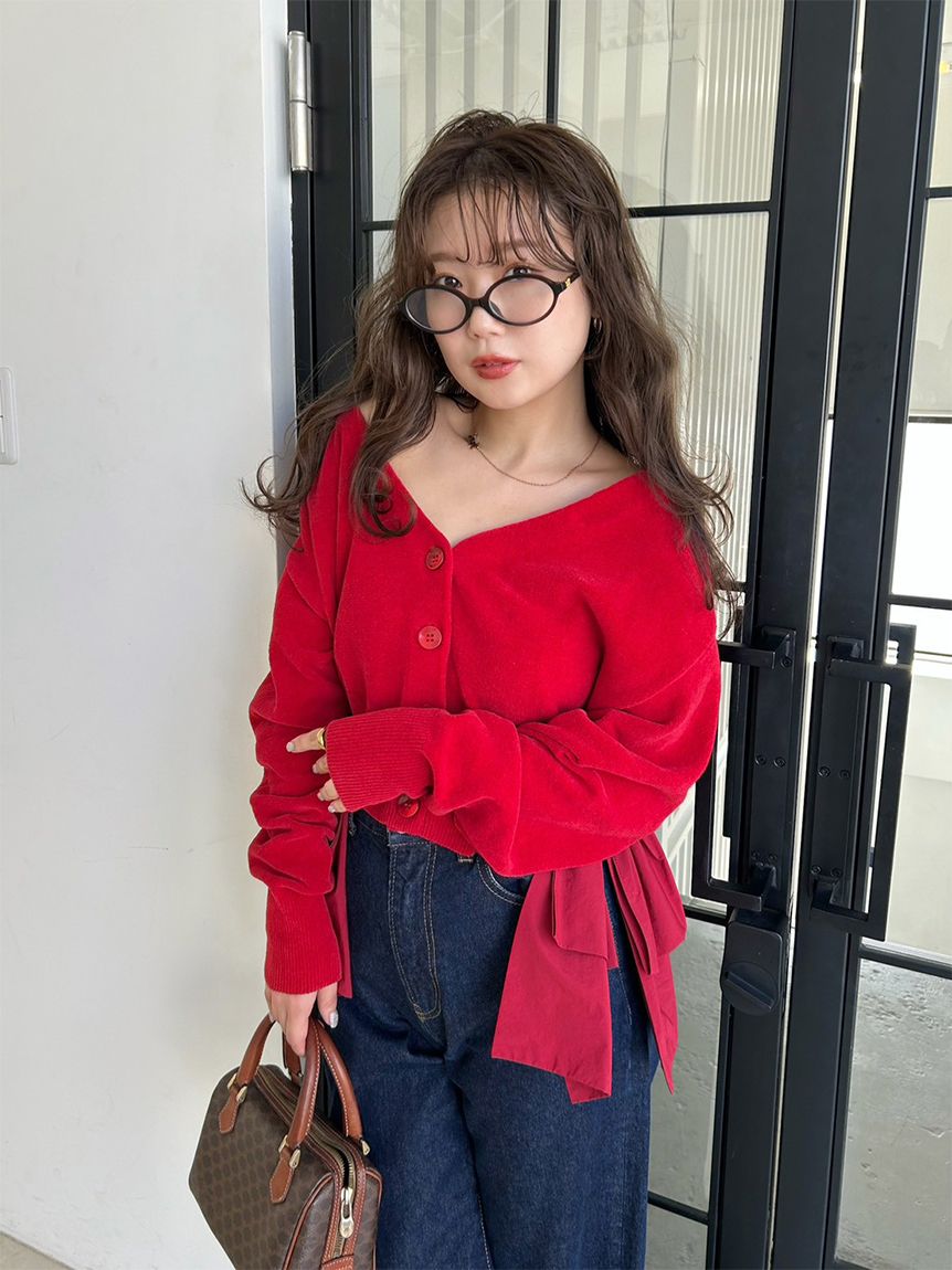 リボンドッキングカーディガン(カーディガン)｜トップス｜SNIDEL