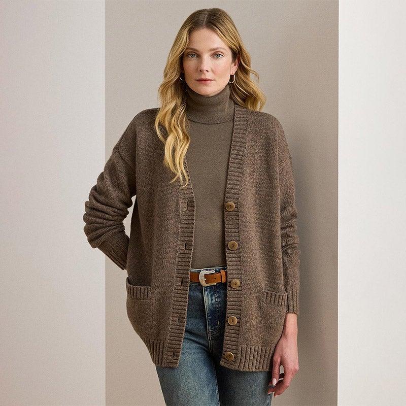 LAUREN RALPH LAUREN ウールブレンド Vネック カーディガン 通販