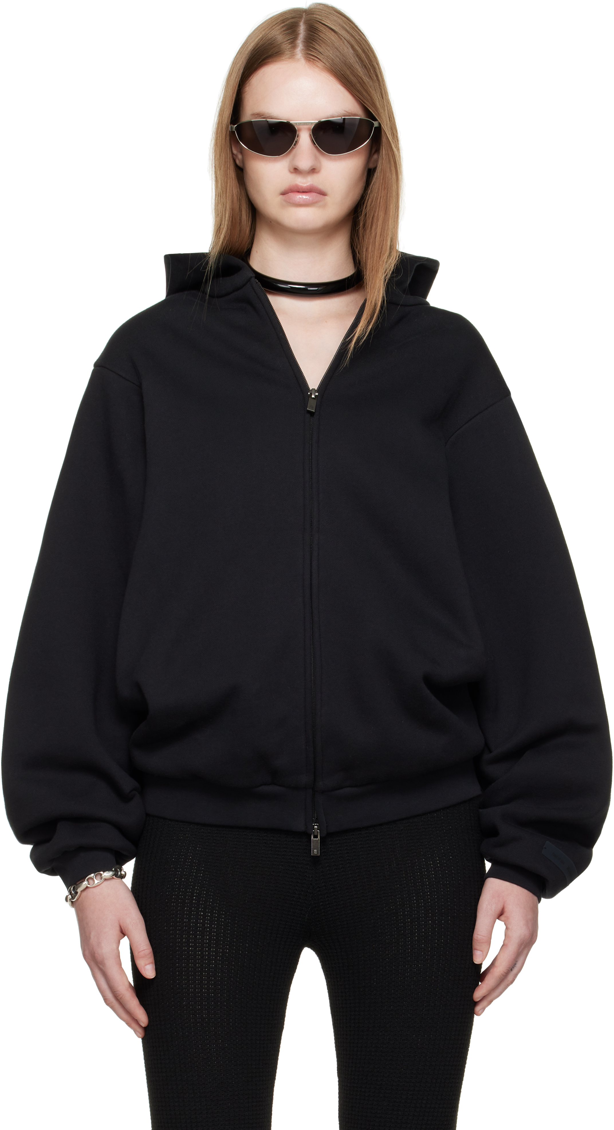 Fear of God ESSENTIALS: ブラック 90s フリース ジップアップフーディ