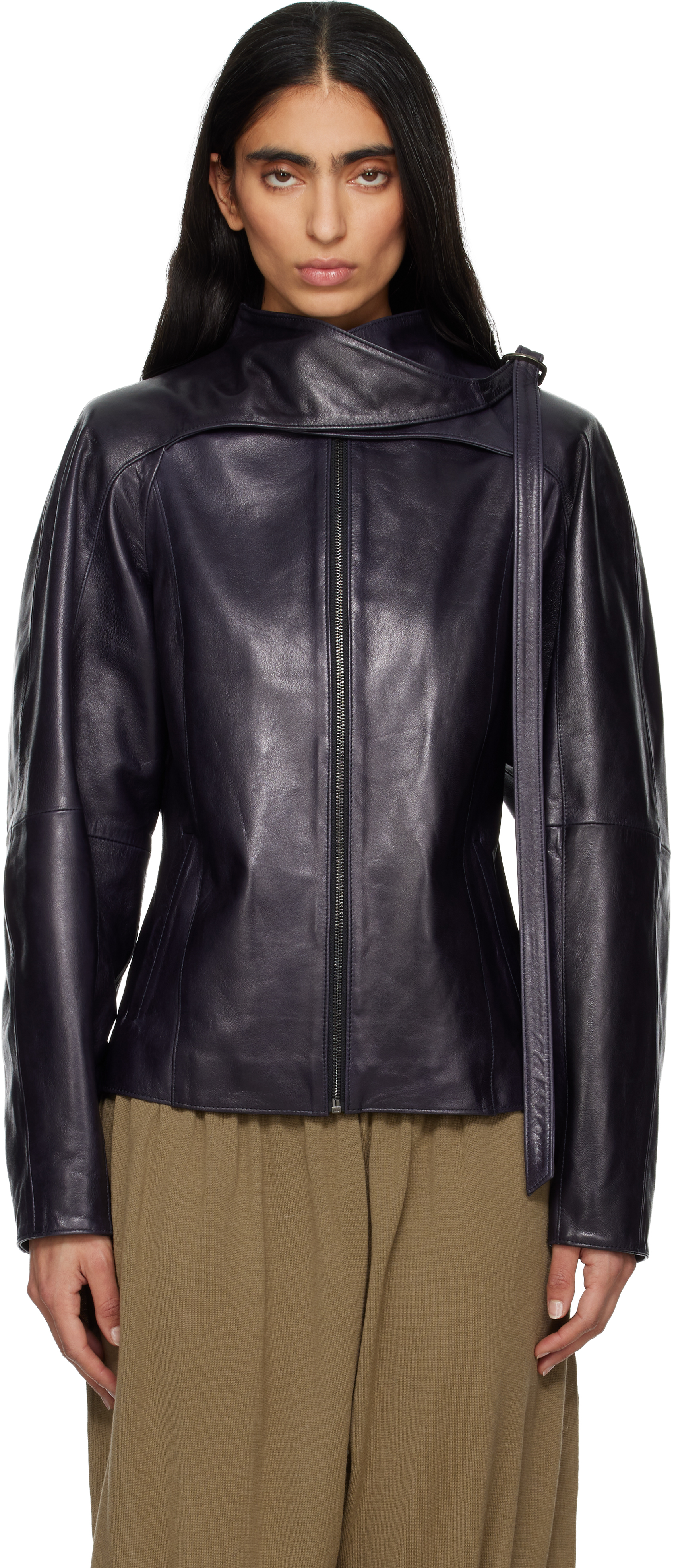 Paloma Wool: Purple Plomy Leather Jacket | SSENSE