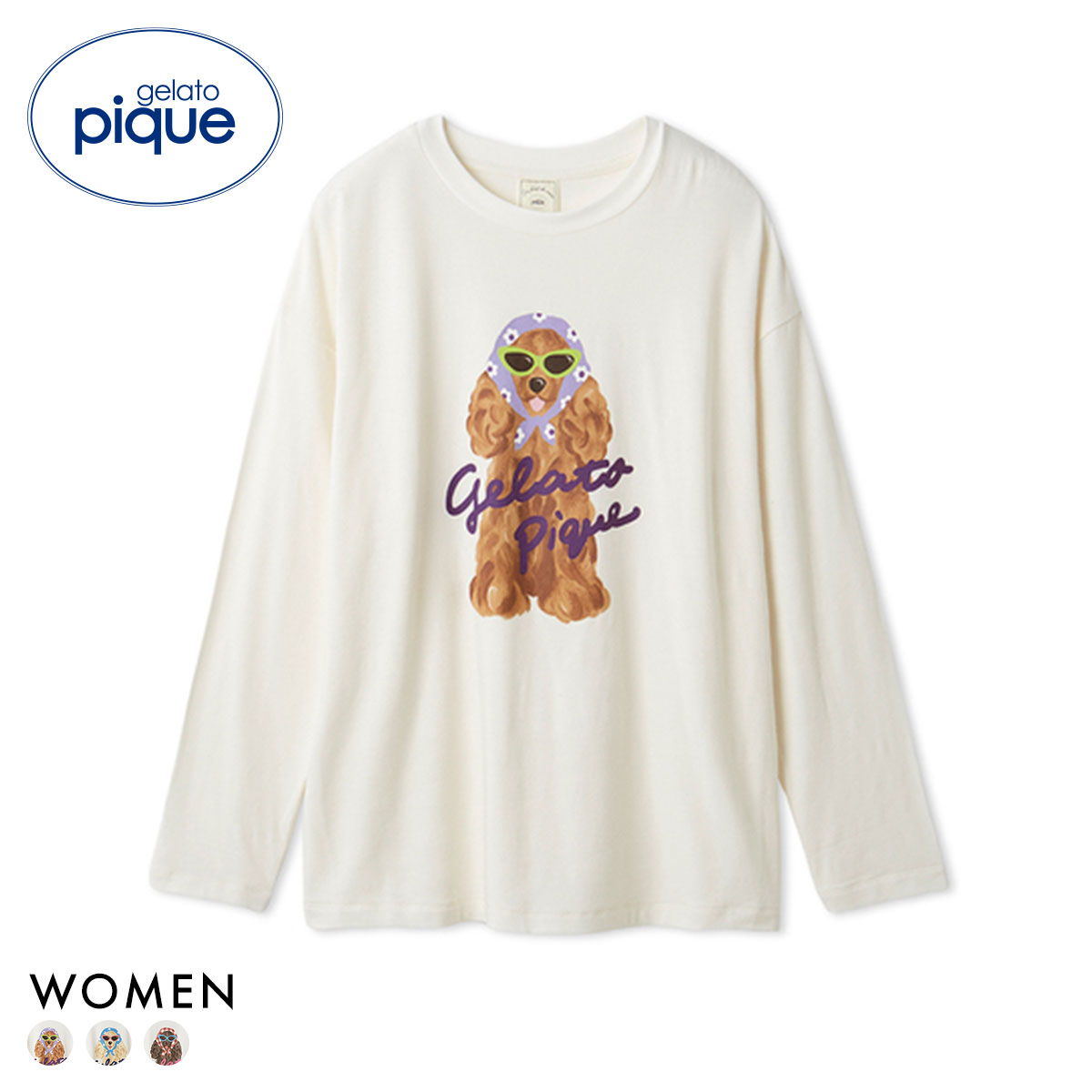 ジェラートピケ レディース スカーフDOGワンポイントロンT ジェラピケ