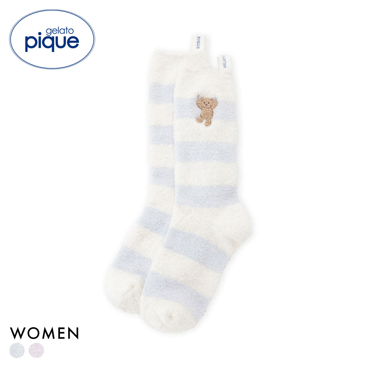 ジェラートピケ レディース エアリーモコベアボーダーソックス