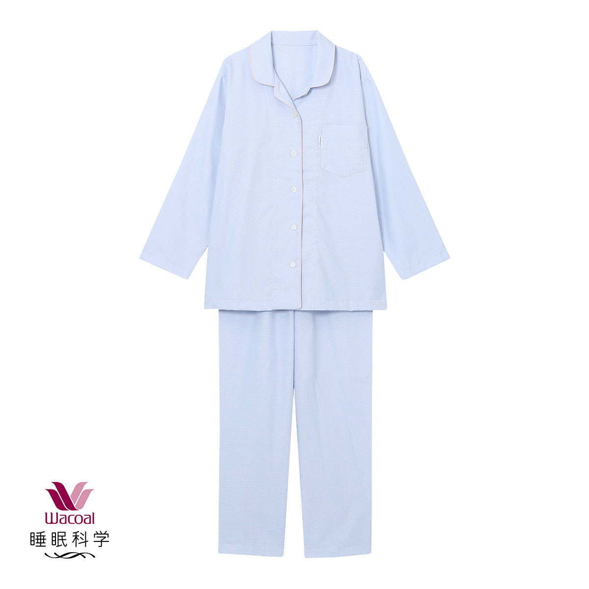 ワコール Wacoal 睡眠科学 レディース 綿100％ シャツパジャマ 長袖
