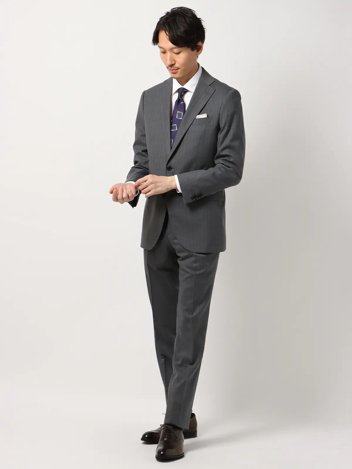 WEB限定／スーツ／ウォッシャブル／ストレッチ／2つボタン／ピン