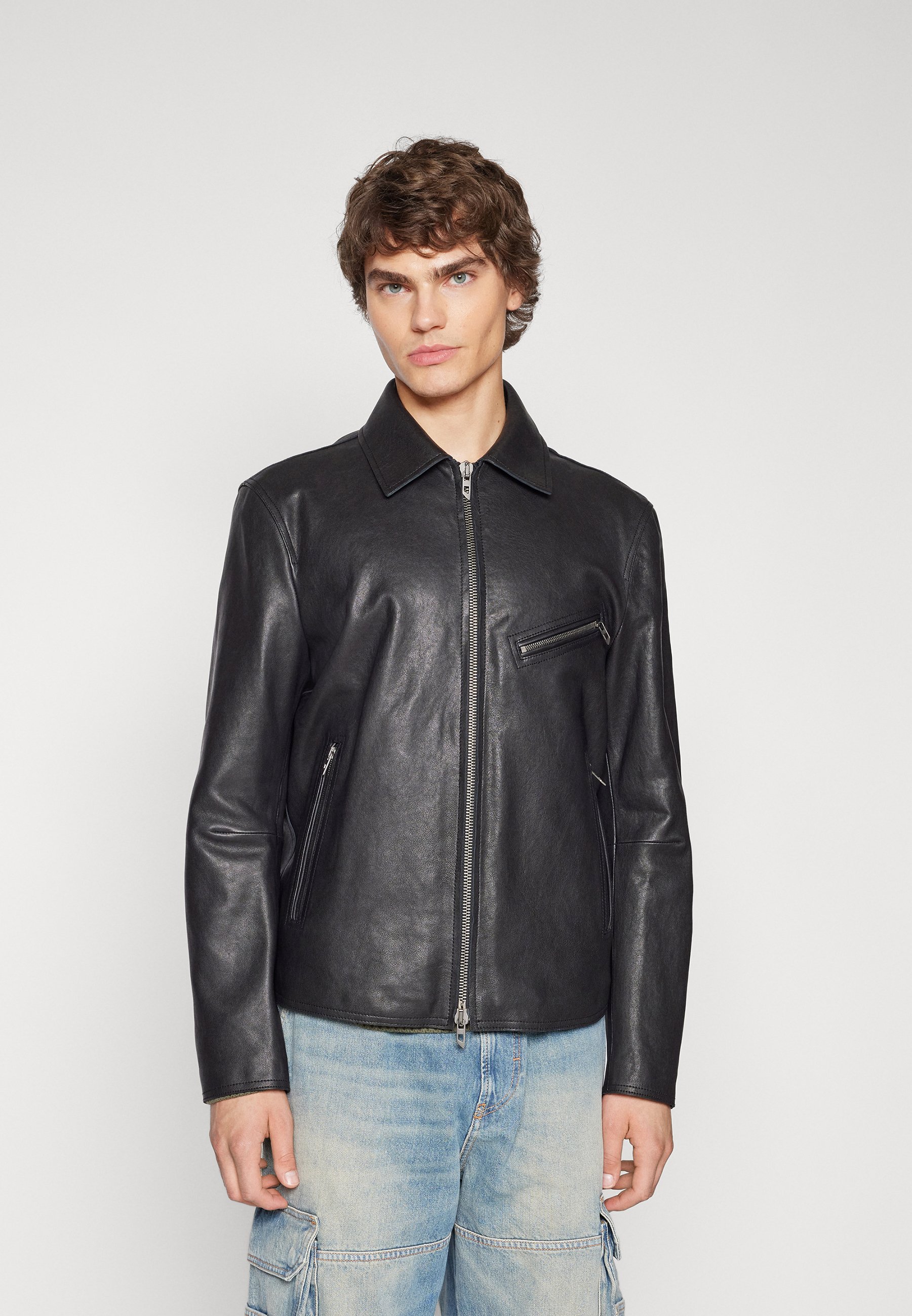 Diesel KORN - Leather jacket - black - Zalando.ie