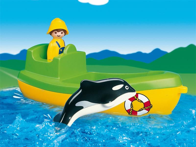 PLAYMOBIL プレイモービル］1.2.3 シャチとボート - 木のおもちゃ