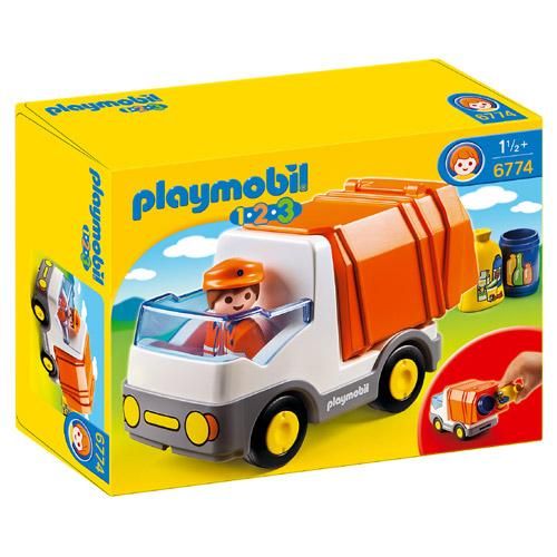PLAYMOBIL プレイモービル］1.2.3 ゴミ収集車 - 木のおもちゃ 赤ちゃん