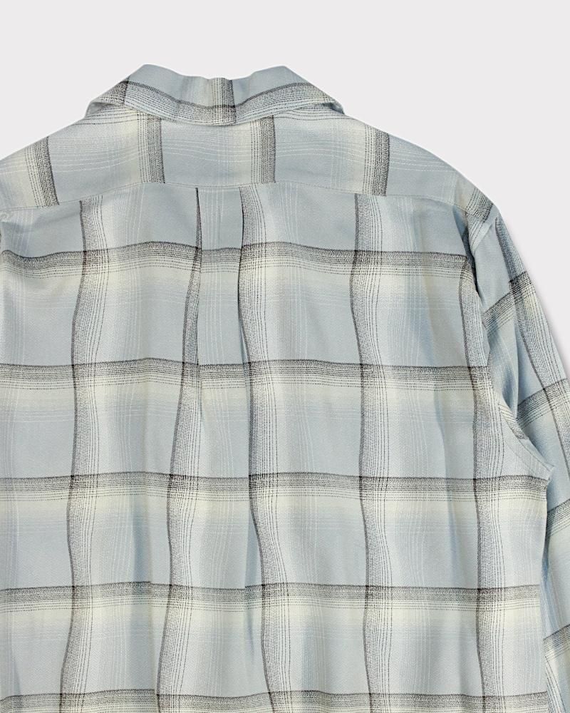 SUGARHILL】OMBRE PLAID OPEN COLLAR SHIRTS(STAGGER SMOKE BLUE