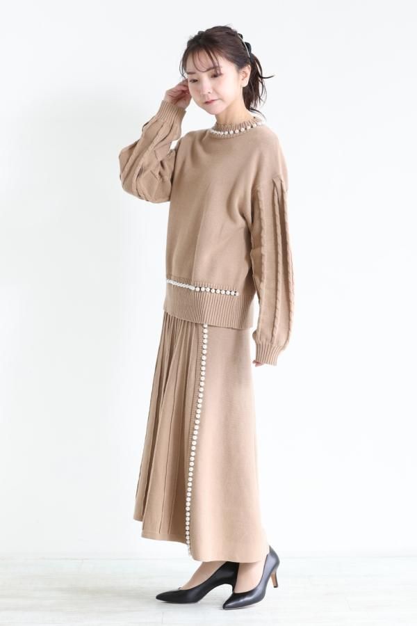 MUVEIL(ミュベール) パールニットプルオーバー beige - YAMAROKU