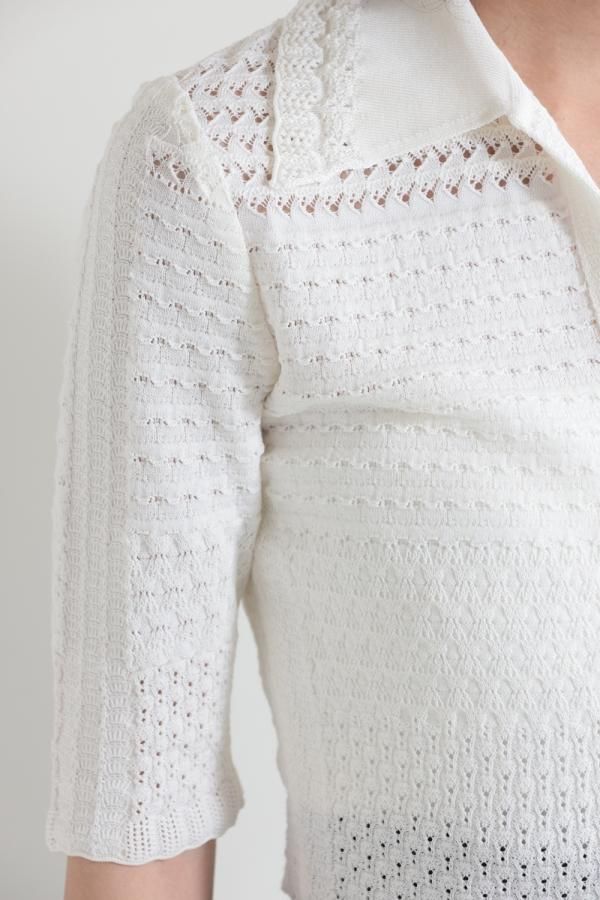 Mame Kurogouchi(マメ) Lace Knitted Top - YAMAROKU（ヤマロク