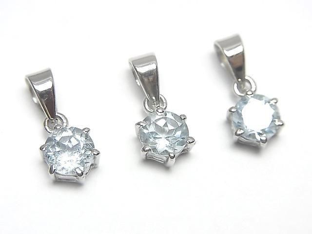 動画】宝石質スカイブルートパーズAAA ラウンドファセットカット7×6mm