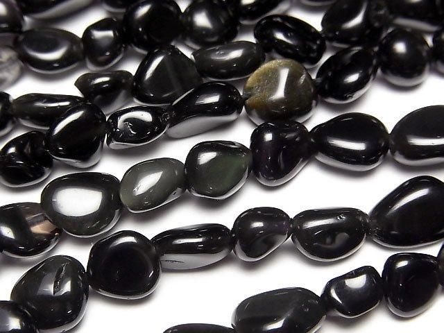 ブラックオブシディアン（産地・メキシコ） タンブル 1連｜天然石