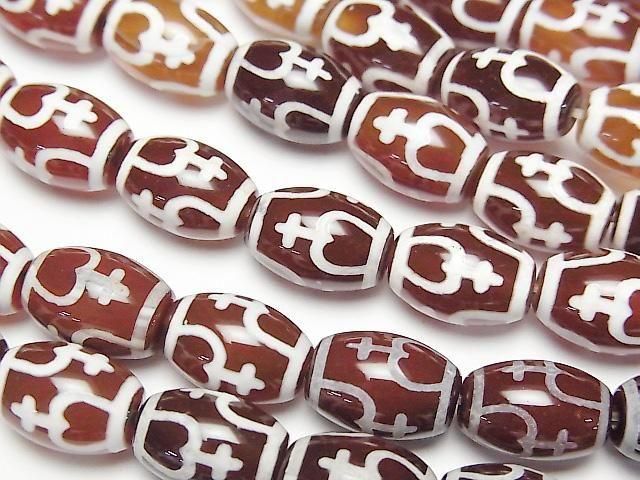 宝瓶天珠（ほうびんてんじゅ） ライス12×8×8mm レッドブラウン 1連