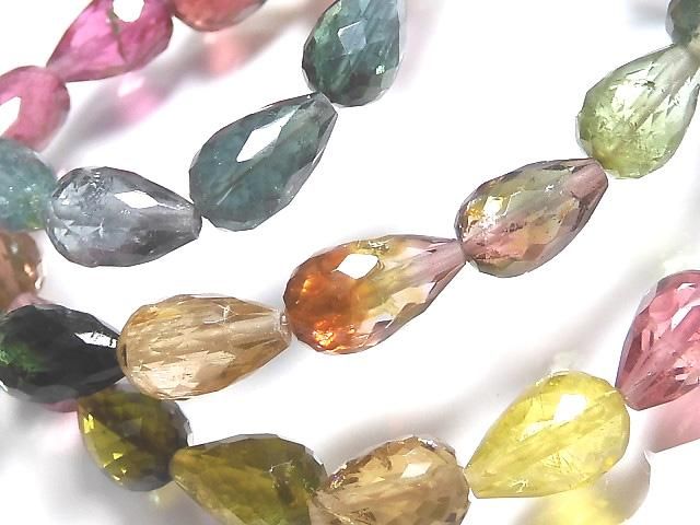 トルマリン （マルチカラー） 縦穴ドロップカット 1連（ネックレス