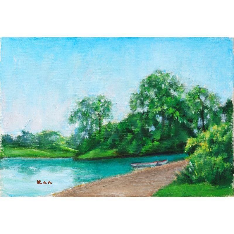 入江 観 「湖畔閑日」 油彩SM - 一枚の繪オンラインショップ