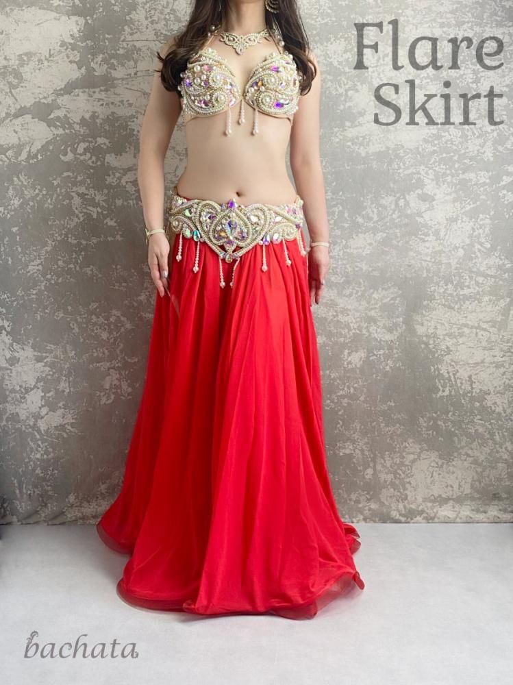 オリエンタル衣装にぴったり 両サイドスリットシフォンスカート 全8色