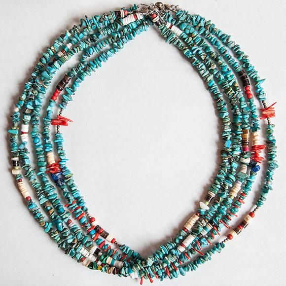 インディアンジュエリー ナバホ族 ターコイズ ビーズネックレス 通販