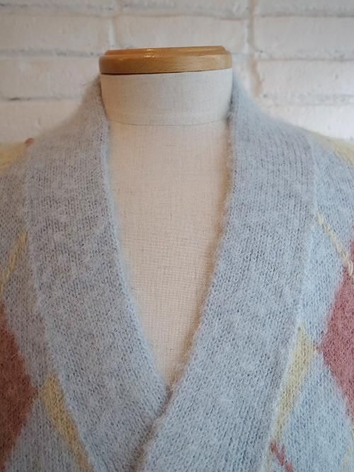 71MICHAEL/ミシェル】EROSION ARGYLE KNIT CARDIGAN (Sax Blue