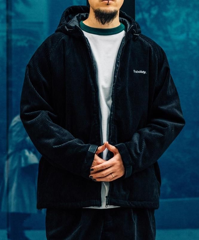 SUBCIETY】コーデュロイフードジャケット | BLACK | 送料無料