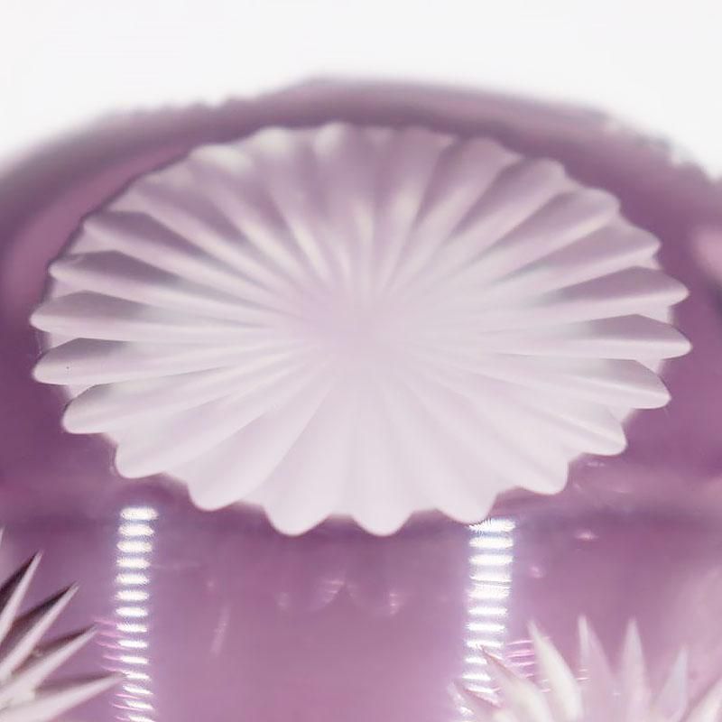 紫切子 ガラス ボウル 鉢 盛り鉢 水玉 菊 モダン 昭和レトロ 大正